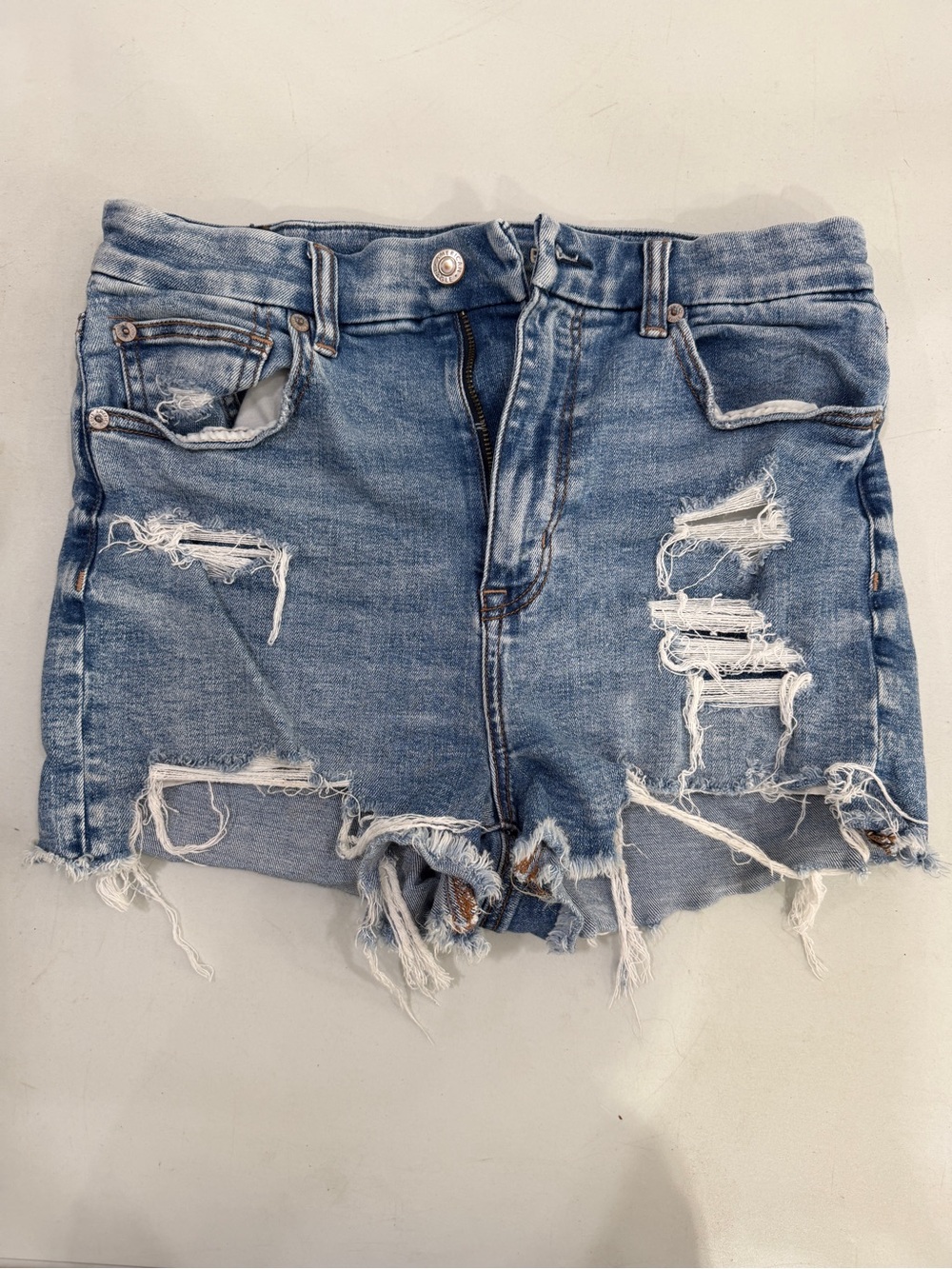 American Eagle Outfitters Distressed Denim Cutoff Shorts - Light Blue